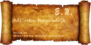Bárdos Manszvét névjegykártya